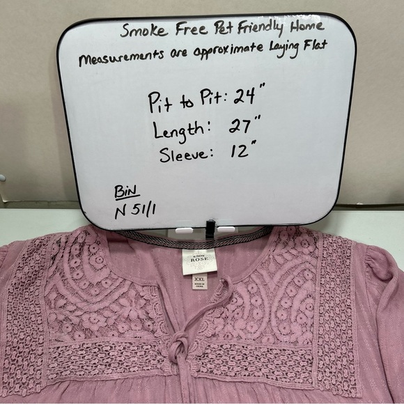Knox Rose Boho Light Mauve Women's size XXL Casual Top Lace and Tassels Details - Picture 12 of 12